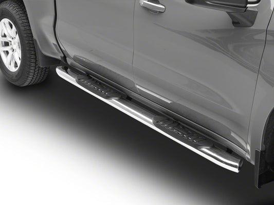 RedRock 5-Inch Oval Bent End Side Step Bars; Stainless Steel (19-25 Sierra 1500 Crew Cab)