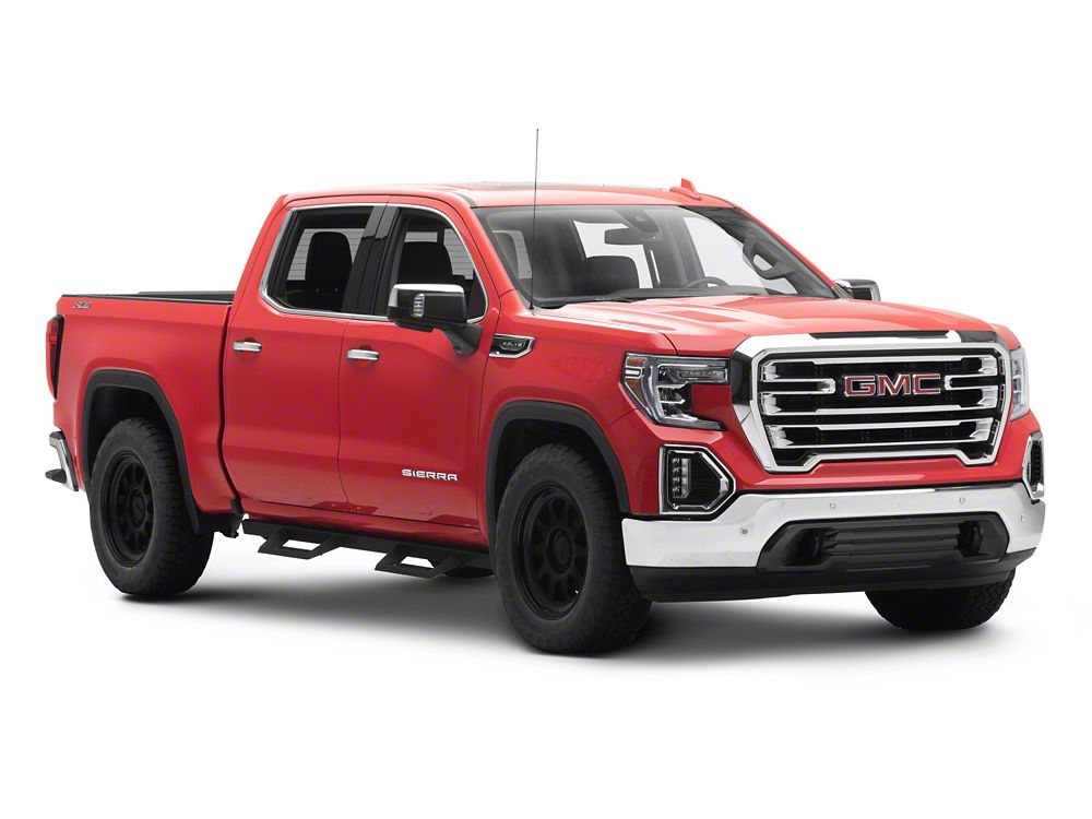 RedRock 4-Inch Drop TC1 Running Boards; Textured Black (19-25 Sierra 1500 Crew Cab)