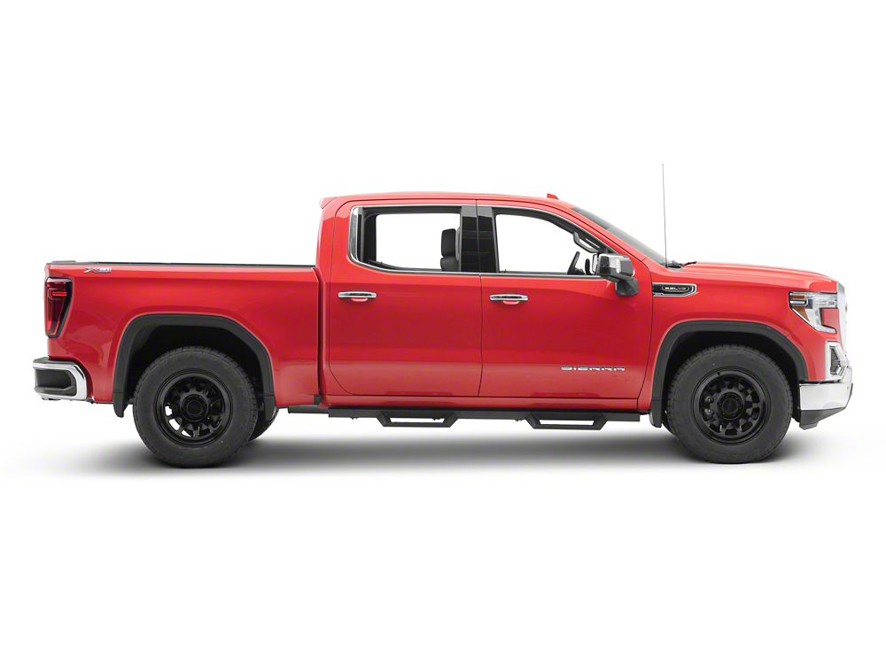 RedRock 4-Inch Drop TC1 Running Boards; Textured Black (19-25 Sierra 1500 Crew Cab)