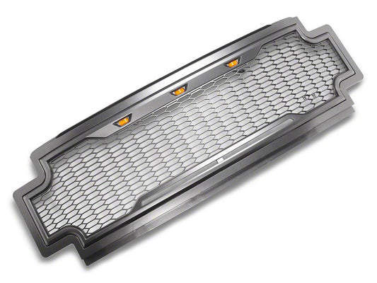 RedRock Baja Upper Replacement Grille with LED Lighting; Charcoal (17-19 F-250 Super Duty)