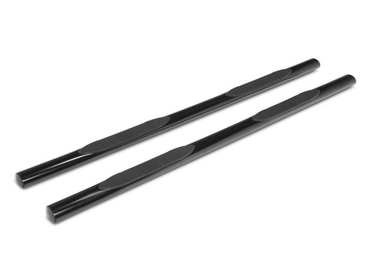 RedRock 4-Inch Oval Straight End Side Step Bars; Black (17-25 F-250 Super Duty SuperCrew)