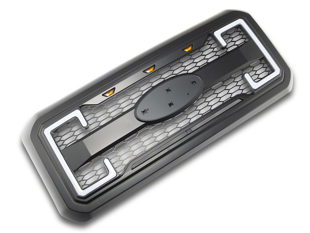 RedRock Upper Replacement Grille with LED DRL, Turn Signals and Emblem Holder (11-16 F-250 Super Duty)
