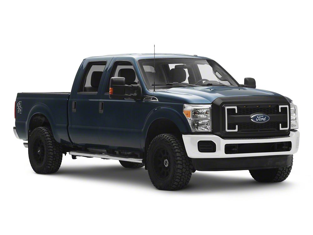 RedRock Upper Replacement Grille with LED DRL, Turn Signals and Emblem Holder (11-16 F-250 Super Duty)