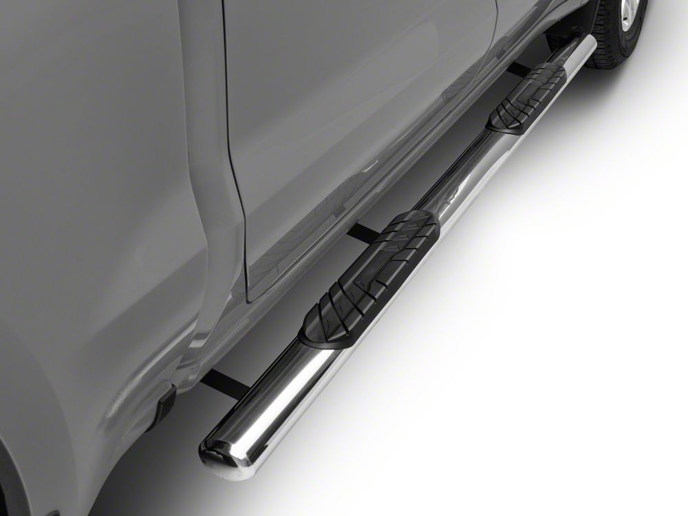 RedRock 4-Inch Oval Straight End Side Step Bars; Stainless Steel (20-25 Sierra 3500 HD Crew Cab)