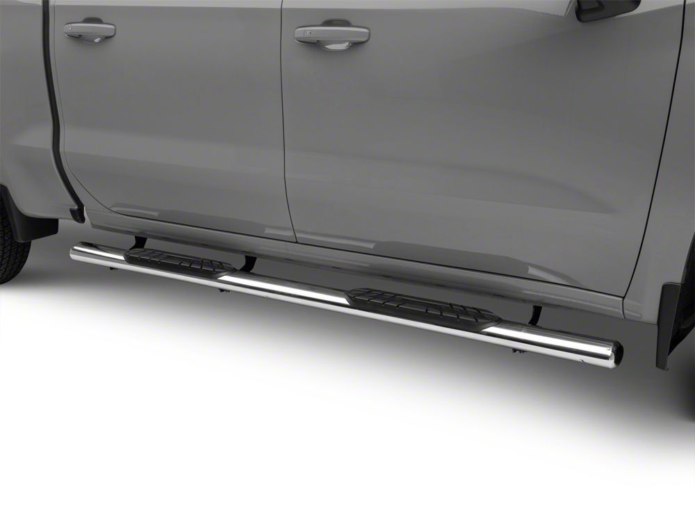 RedRock 4-Inch Oval Straight End Side Step Bars; Stainless Steel (20-25 Sierra 3500 HD Crew Cab)