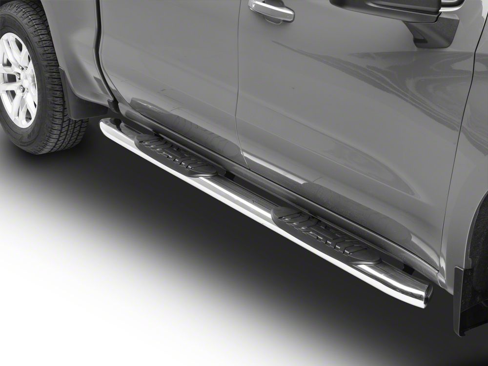 RedRock 5-Inch Oval Bent End Side Step Bars; Stainless Steel (20-25 Sierra 3500 HD Crew Cab)