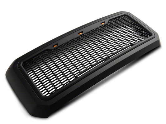 RedRock Baja Upper Replacement Grille with LED; Matte Black (11-16 F-350 Super Duty)