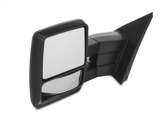 RedRock Power Adjust Heated Manual Foldaway Towing Mirrors with Puddle Lights and Turn Signals; Textured Black; Driver Side (07-12 F-150)