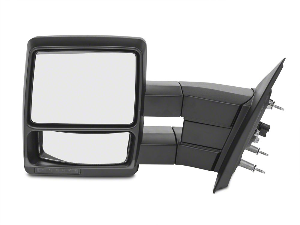 RedRock Memory Power Adjust Heated Manual Foldaway Towing Mirrors with Puddle Lights and Turn Signals; Textured Black; Driver Side (09-14 F-150)