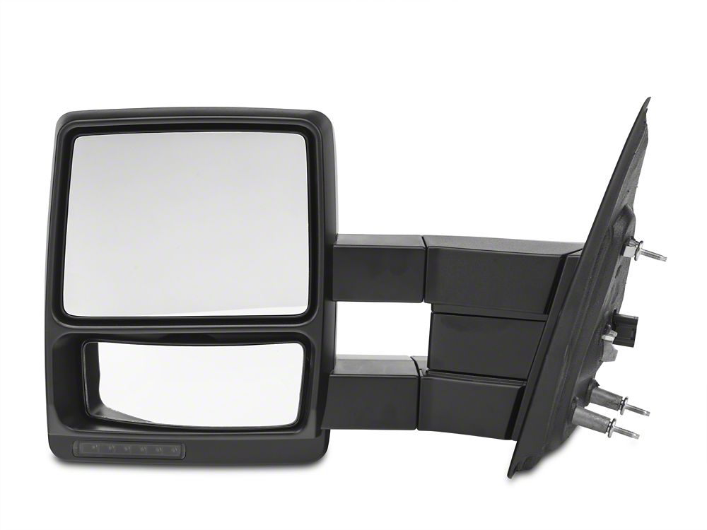RedRock Memory Power Adjust Heated Manual Foldaway Towing Mirrors with Puddle Lights and Turn Signals; Gloss Black; Driver Side (09-14 F-150)