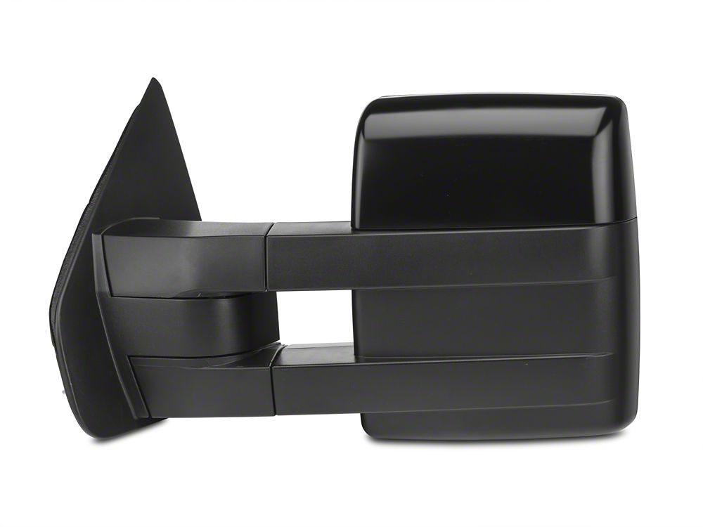 RedRock Memory Power Adjust Heated Manual Foldaway Towing Mirrors with Puddle Lights and Turn Signals; Gloss Black; Driver Side (09-14 F-150)