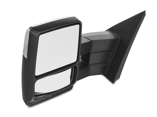 RedRock Memory Power Adjust Heated Manual Foldaway Towing Mirrors with Puddle Lights and Turn Signals; Chrome; Driver Side (09-14 F-150)