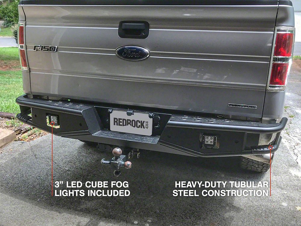 RedRock Tubular Off-Road Rear Bumper with LED Fog Lights (06-14 F-150)
