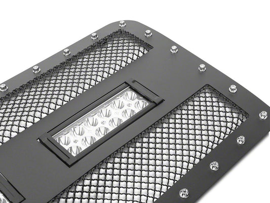 RedRock Wire Mesh Upper Grille Insert, Rivets and LED Lighting; Black (09-14 F-150, Excluding Raptor)