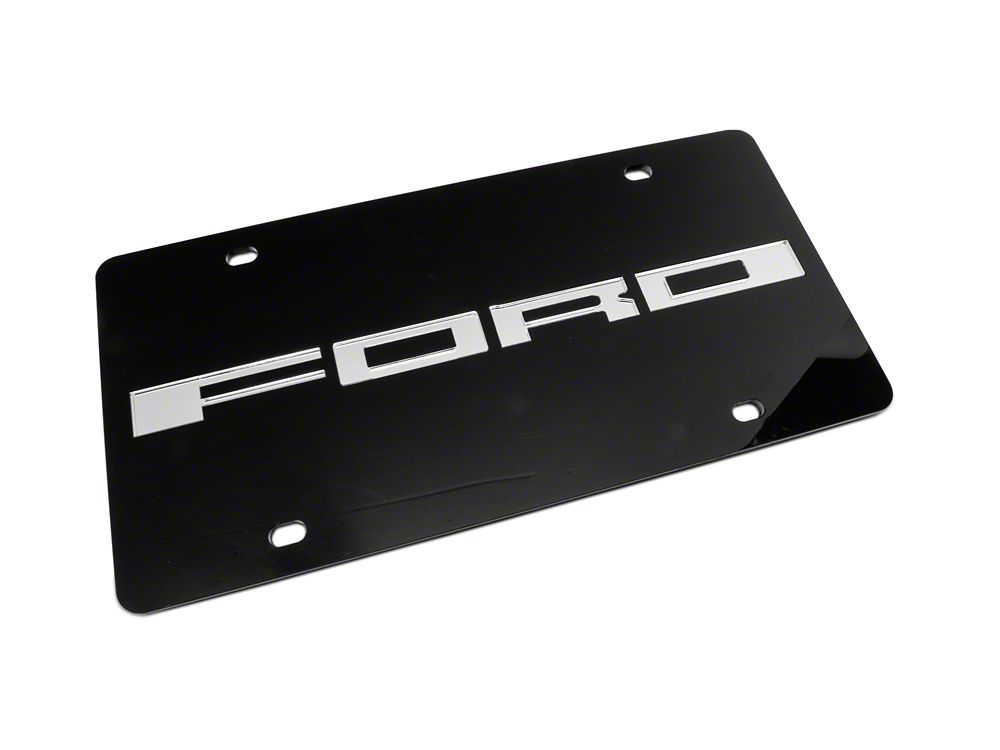 RedRock Stainless Steel License Plate with Silver FORD Lettering (Universal; Some Adaptation May Be Required)