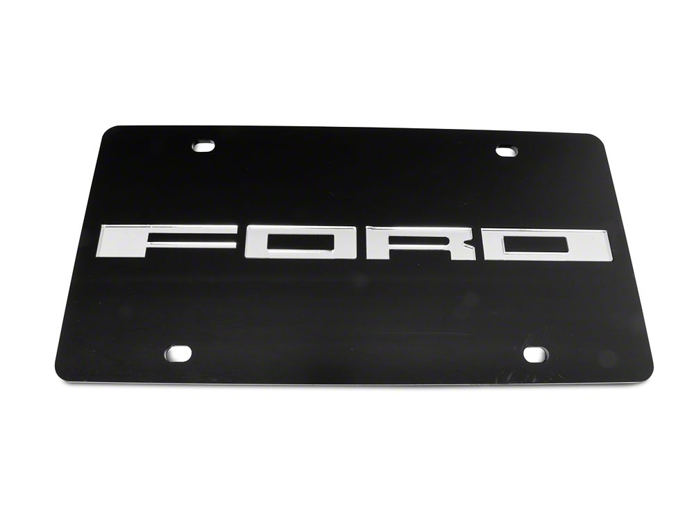 RedRock Stainless Steel License Plate with Silver FORD Lettering (Universal; Some Adaptation May Be Required)