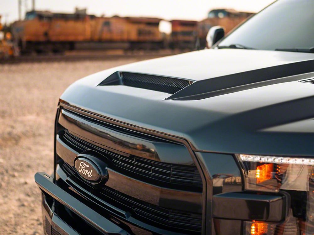 RedRock Ram Air Hood with Heat Extractors; Unpainted (15-20 F-150, Excluding Raptor)