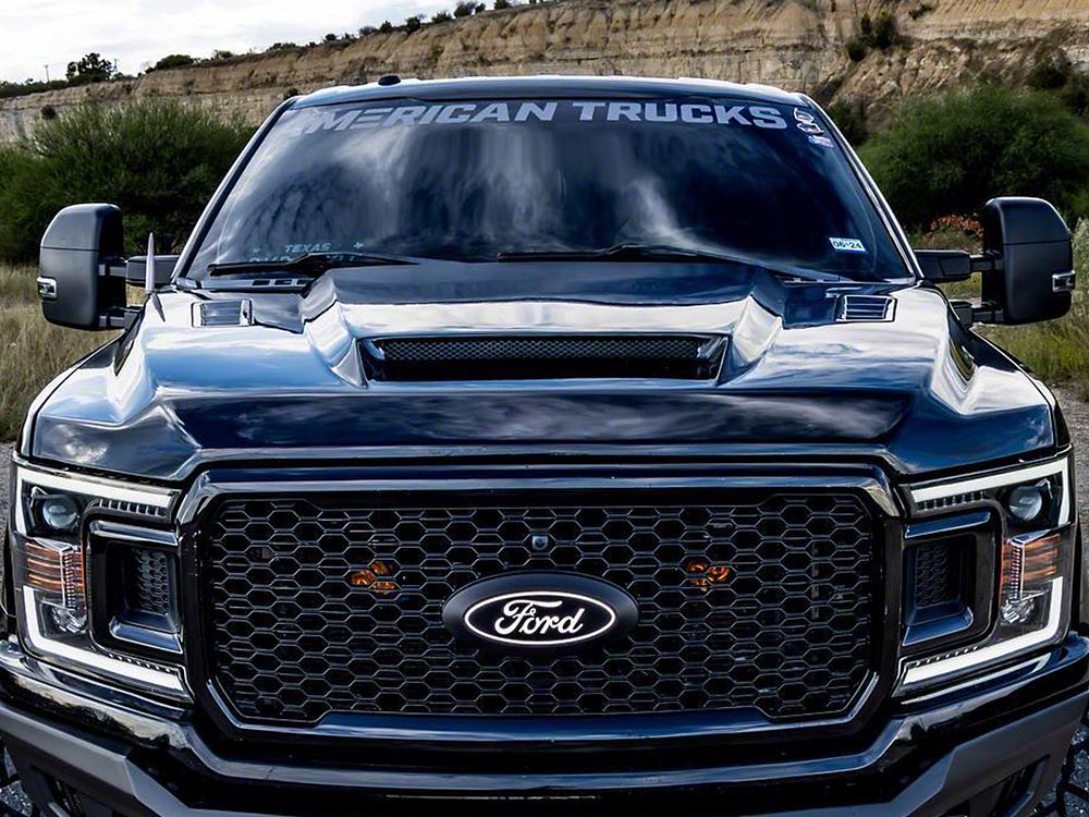 RedRock Ram Air Hood with Heat Extractors; Unpainted (15-20 F-150, Excluding Raptor)
