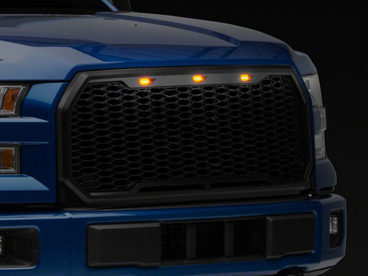 RedRock Baja Upper Replacement Grille with LED Lighting; Charcoal (15-17 F-150, Excluding Raptor)