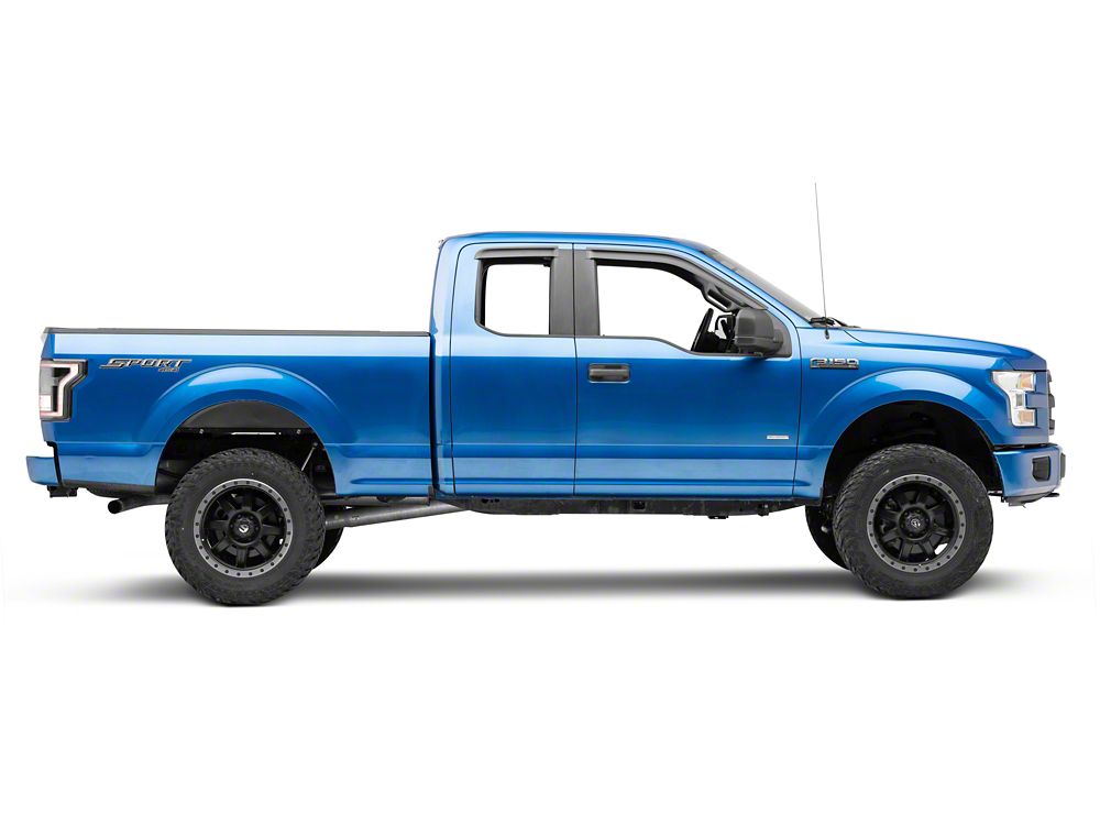 RedRock Window Deflectors; Front and Rear; Smoked (15-25 F-150 SuperCab)