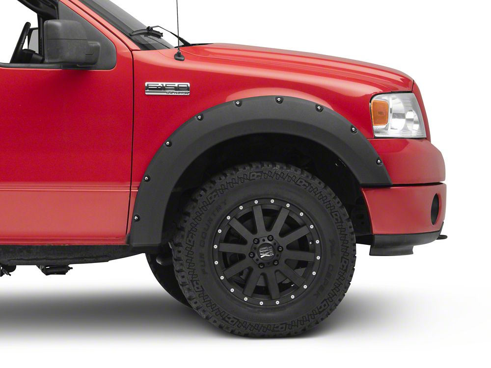 RedRock Pocket Style Fender Flares; Textured Black (04-08 F-150 Styleside)