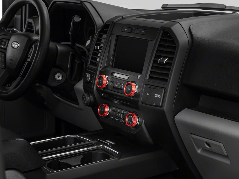 RedRock Billet Aluminum HVAC Knob Covers; Red (15-20 F-150)
