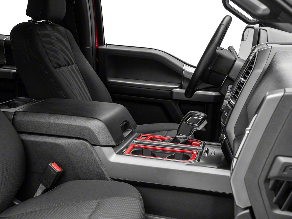 RedRock Center Console Shifter Trim Bezels; Red (15-20 F-150)