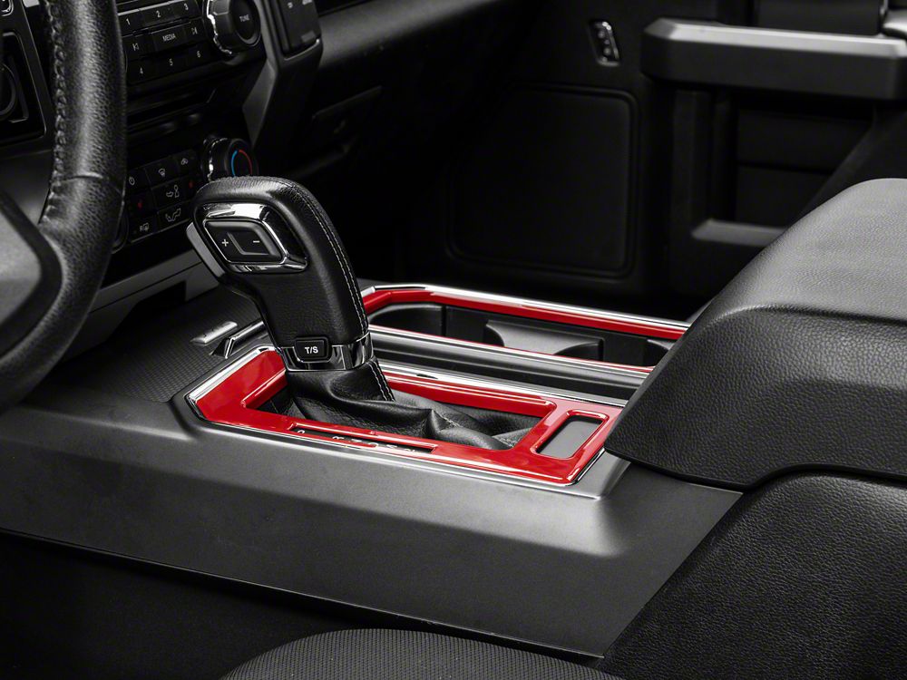 RedRock Center Console Shifter Trim Bezels; Red (15-20 F-150)