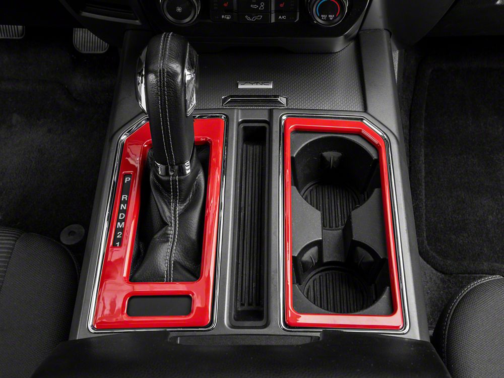 RedRock Center Console Shifter Trim Bezels; Red (15-20 F-150)
