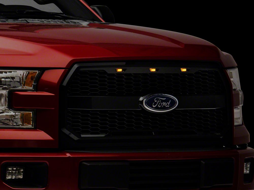 RedRock Baja Upper Replacement Grille with LED Lighting; Gloss Black (15-17 F-150, Excluding Raptor)