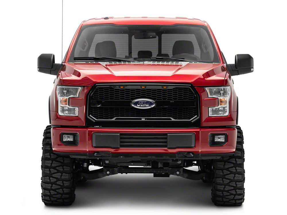 RedRock Baja Upper Replacement Grille with LED Lighting; Gloss Black (15-17 F-150, Excluding Raptor)