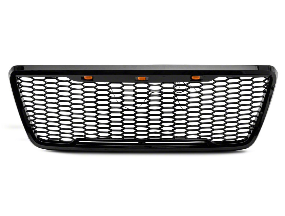 RedRock Baja Upper Replacement Grille with LED Lighting; Gloss Black (04-08 F-150)