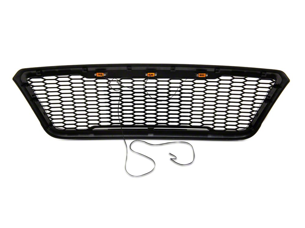 RedRock Baja Upper Replacement Grille with LED Lighting; Gloss Black (04-08 F-150)