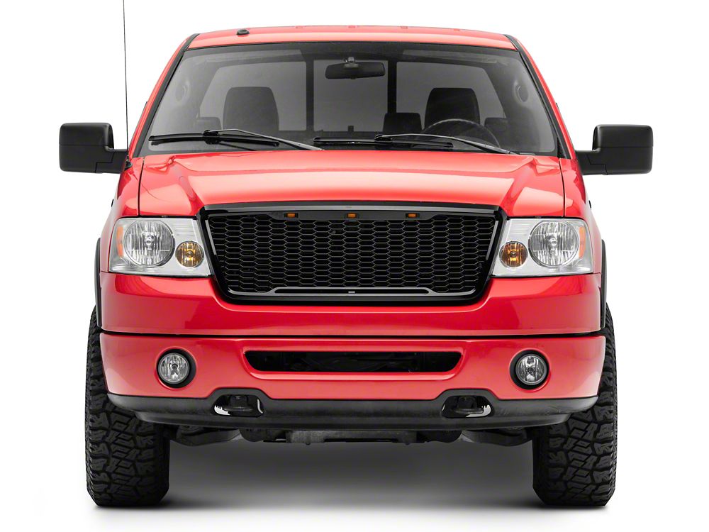 RedRock Baja Upper Replacement Grille with LED Lighting; Gloss Black (04-08 F-150)