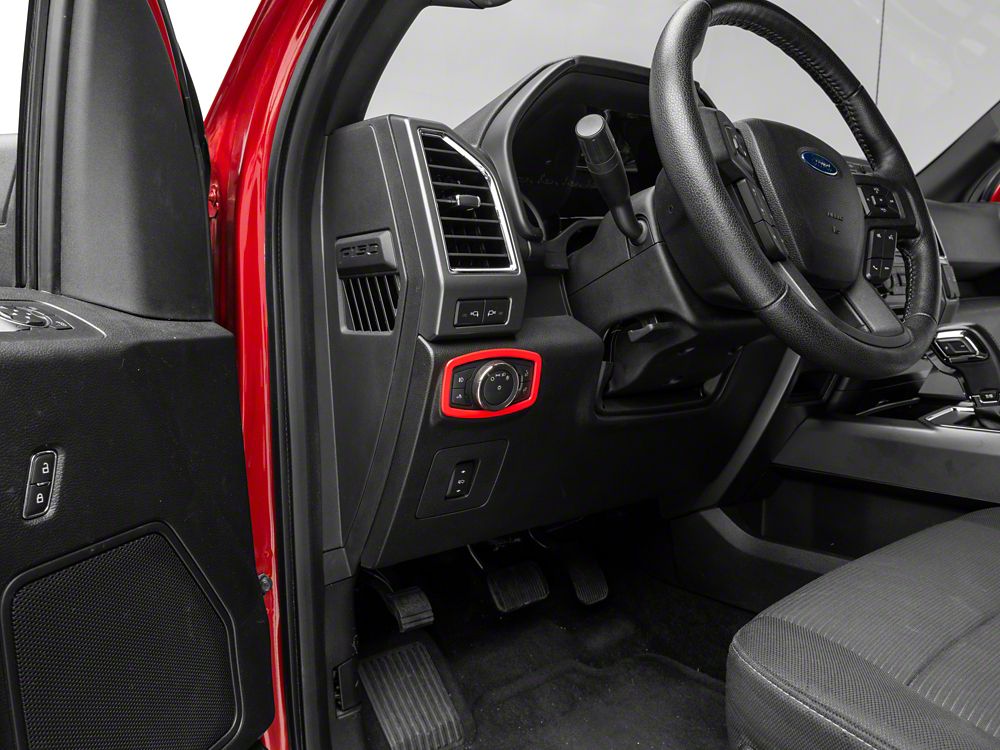 RedRock Headlight Switch Bezel; Red (15-20 F-150)