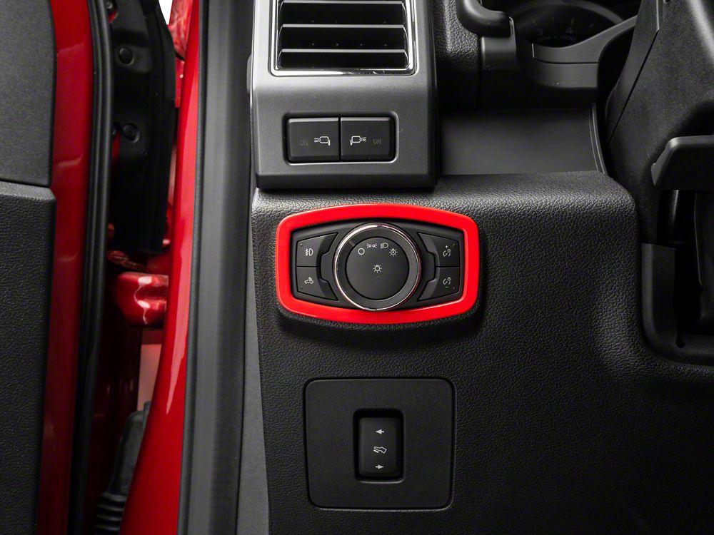 RedRock Headlight Switch Bezel; Red (15-20 F-150)