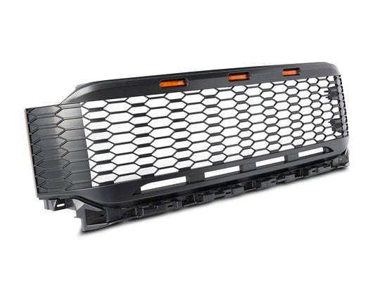 RedRock Honeycomb Replacement Grille with LED DRL; Matte Black (21-23 F-150, Excluding Raptor & Tremor)