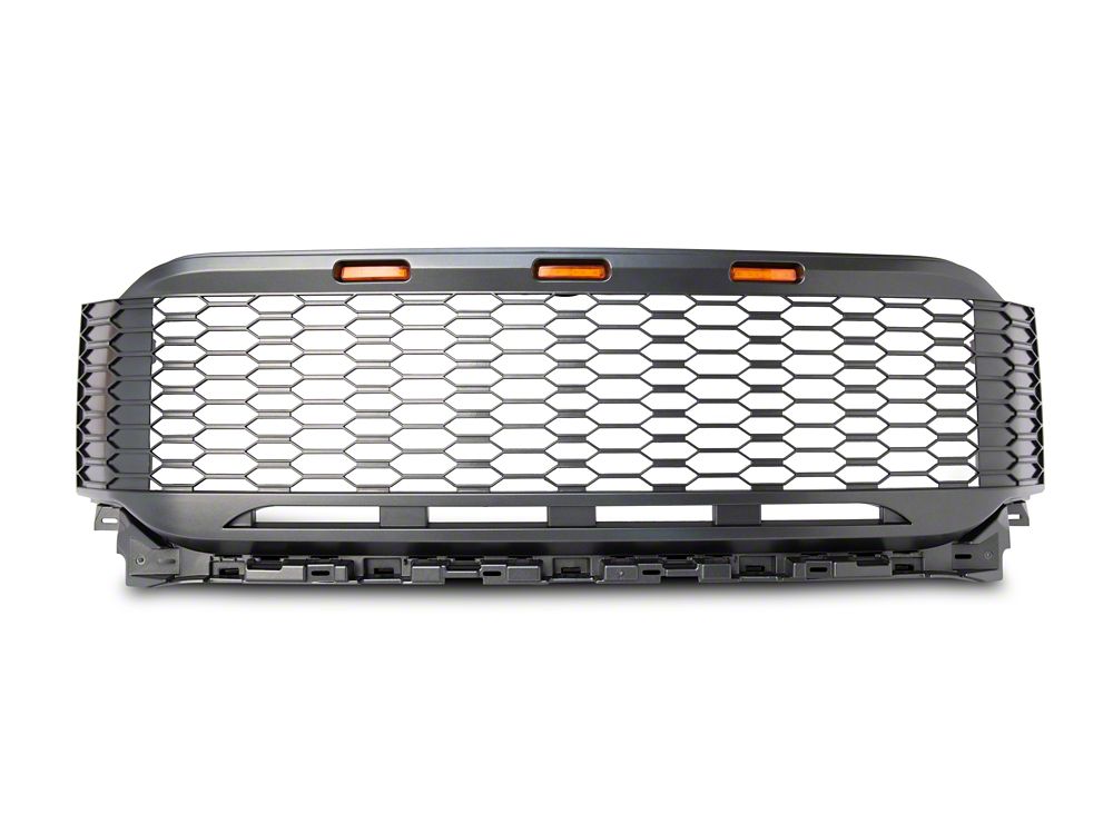 RedRock Honeycomb Replacement Grille with LED DRL; Matte Black (21-23 F-150, Excluding Raptor & Tremor)