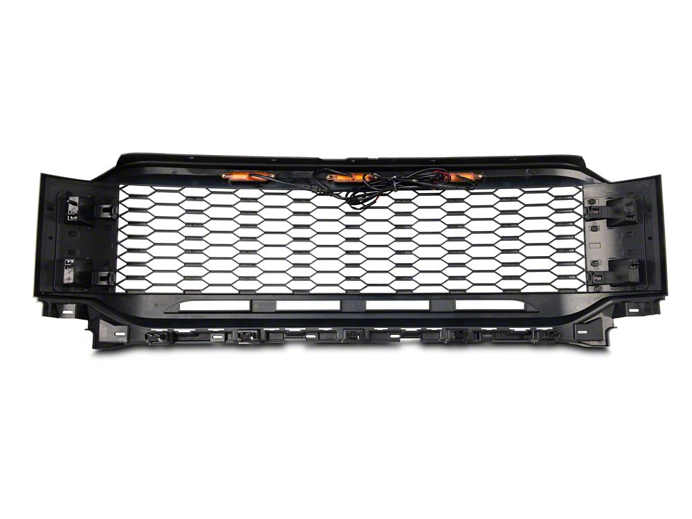 RedRock Honeycomb Replacement Grille with LED DRL; Matte Black (21-23 F-150, Excluding Raptor & Tremor)