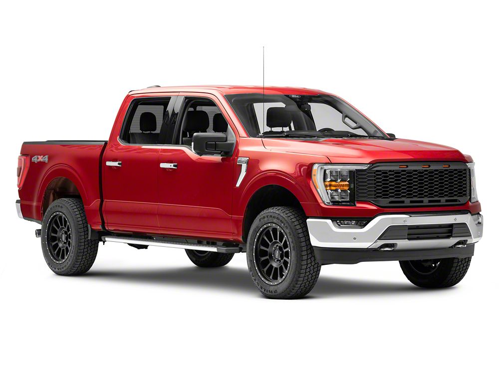 RedRock Honeycomb Replacement Grille with LED DRL; Matte Black (21-23 F-150, Excluding Raptor & Tremor)