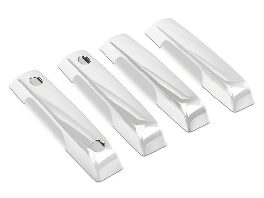 RedRock Front and Rear Door Handle Covers; Chrome (21-25 F-150 SuperCrew w/ Smart Key Button)