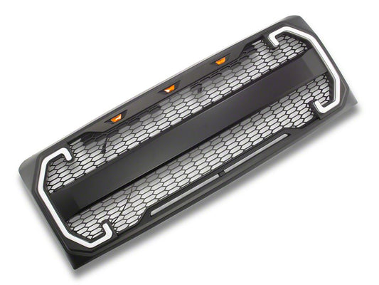 RedRock Baja Upper Replacement Grille with LED DRL and Turn Signal Function; Matte Black (09-14 F-150, Excluding Raptor)