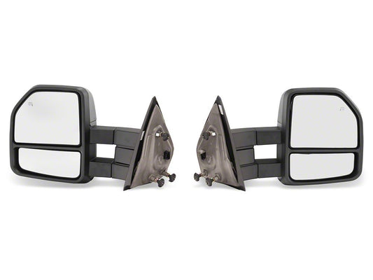 RedRock Powered Heated Towing Mirrors with Smoked Turn Signals; Textured Black (07-14 F-150)
