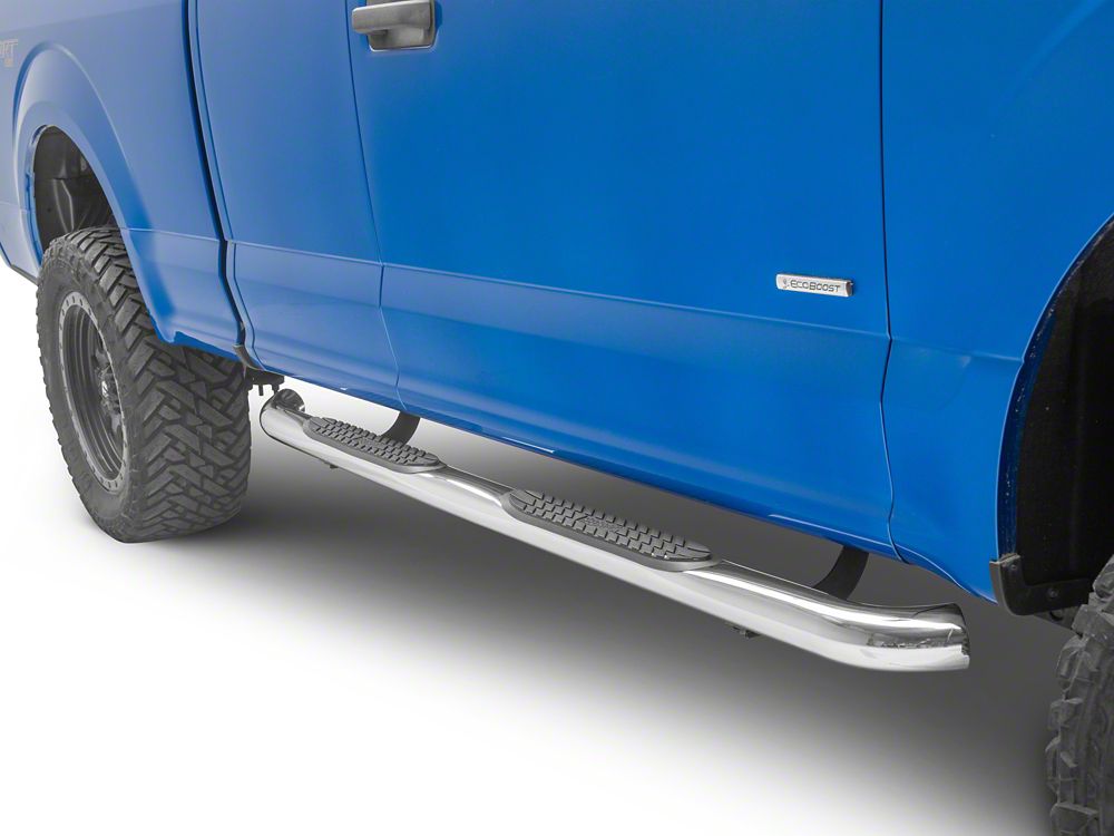 RedRock 3-Inch Side Step Bars; Stainless Steel (15-25 F-150 SuperCab)