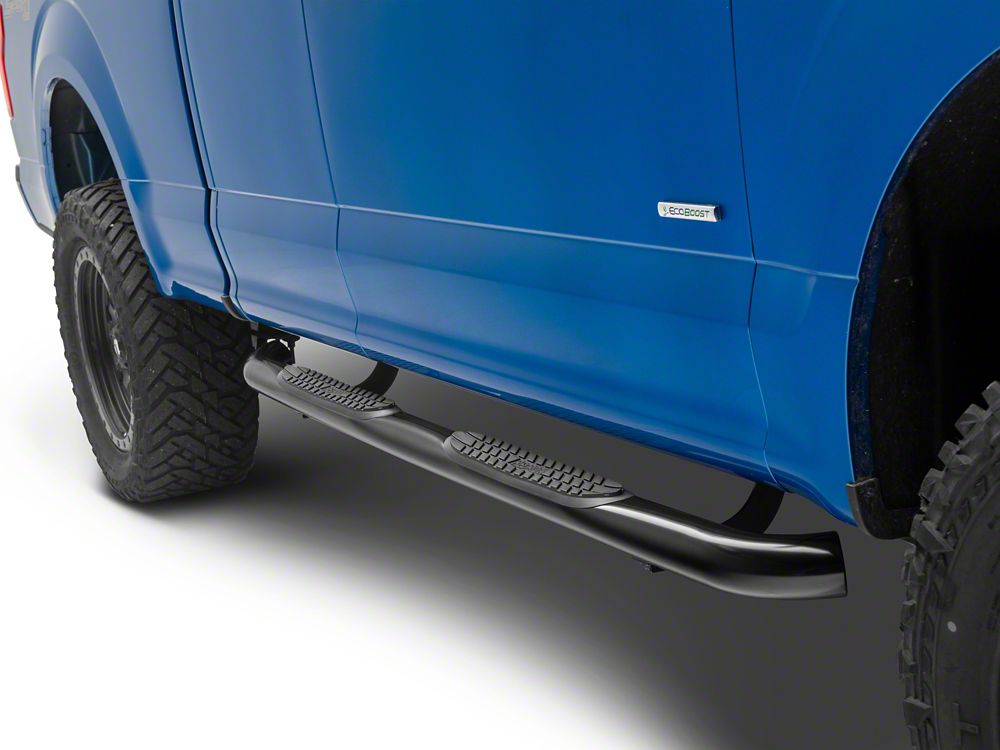 RedRock 3-Inch Side Step Bars; Black (15-25 F-150 SuperCab)