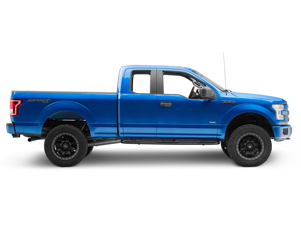 RedRock 3-Inch Side Step Bars; Black (15-25 F-150 SuperCab)