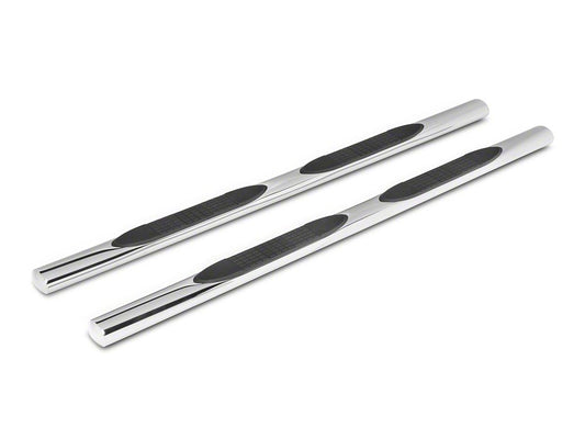 RedRock 4-Inch Oval Straight End Side Step Bars; Stainless Steel (15-25 F-150 SuperCab)