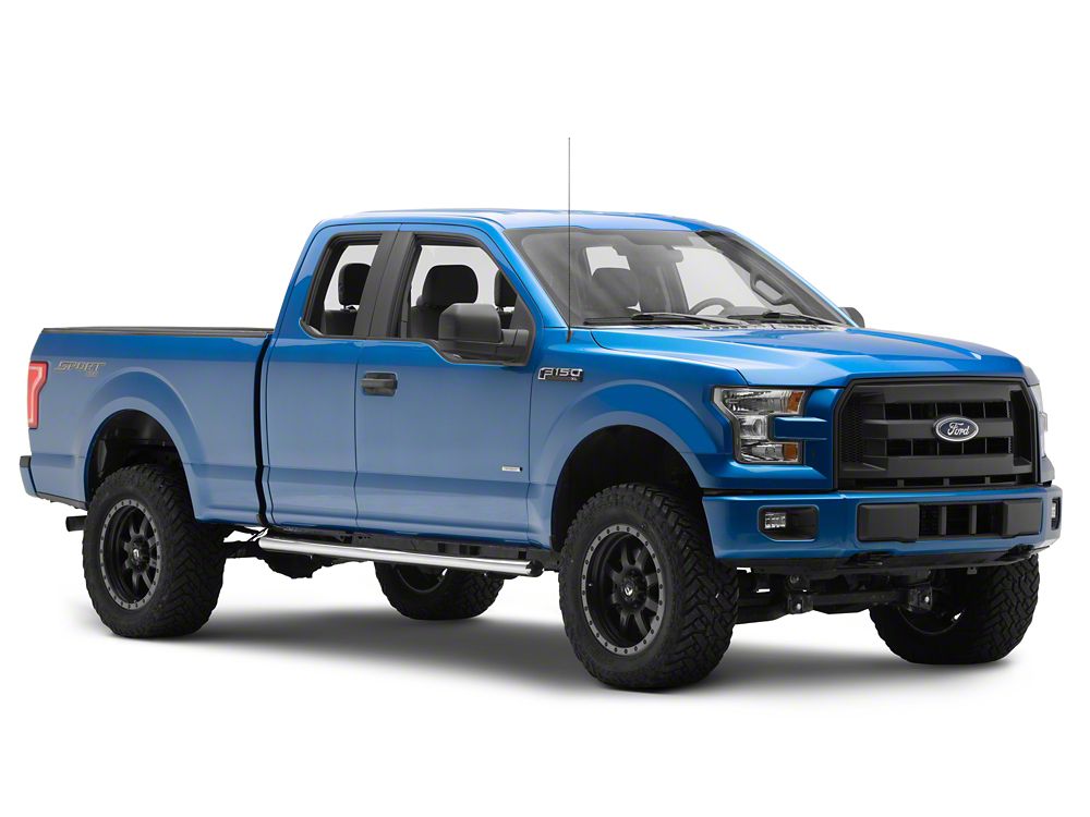 RedRock 4-Inch Oval Straight End Side Step Bars; Stainless Steel (15-25 F-150 SuperCab)