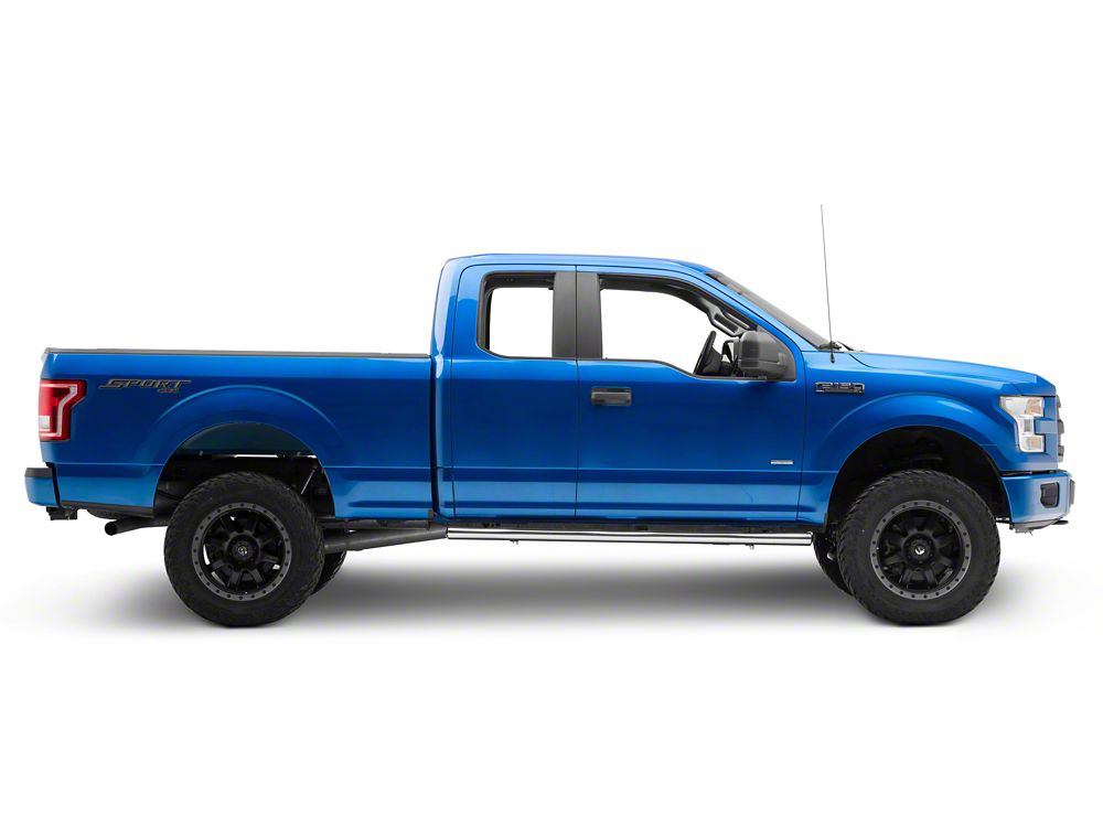 RedRock 4-Inch Oval Straight End Side Step Bars; Stainless Steel (15-25 F-150 SuperCab)