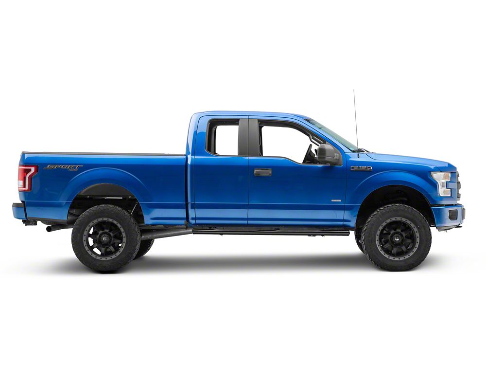 RedRock 4-Inch Oval Straight End Side Step Bars; Black (15-25 F-150 SuperCab)